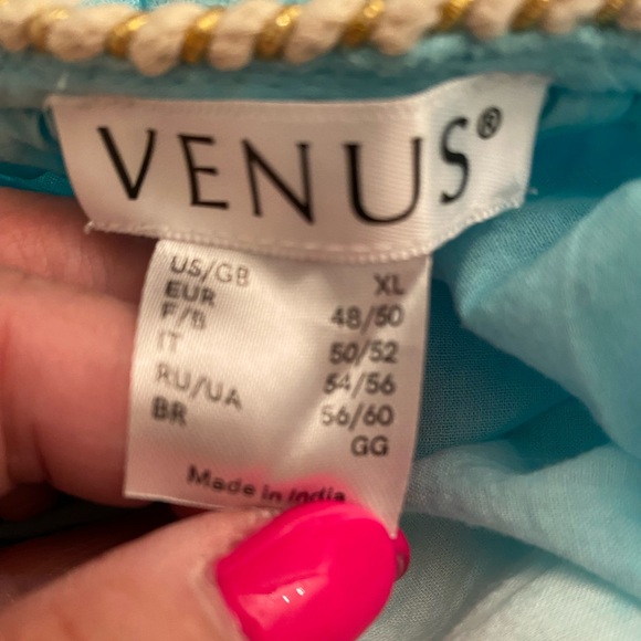 NWOT VENUS SIZE XL LINED HALTER TOP IN OMBRÉ AQUA BLUE TO WHITE - Picture 3 of 11